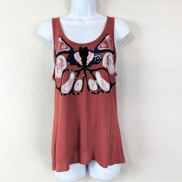 MNG By Mango Butterfly Sequin Tank Size M - Picture 1 of 6